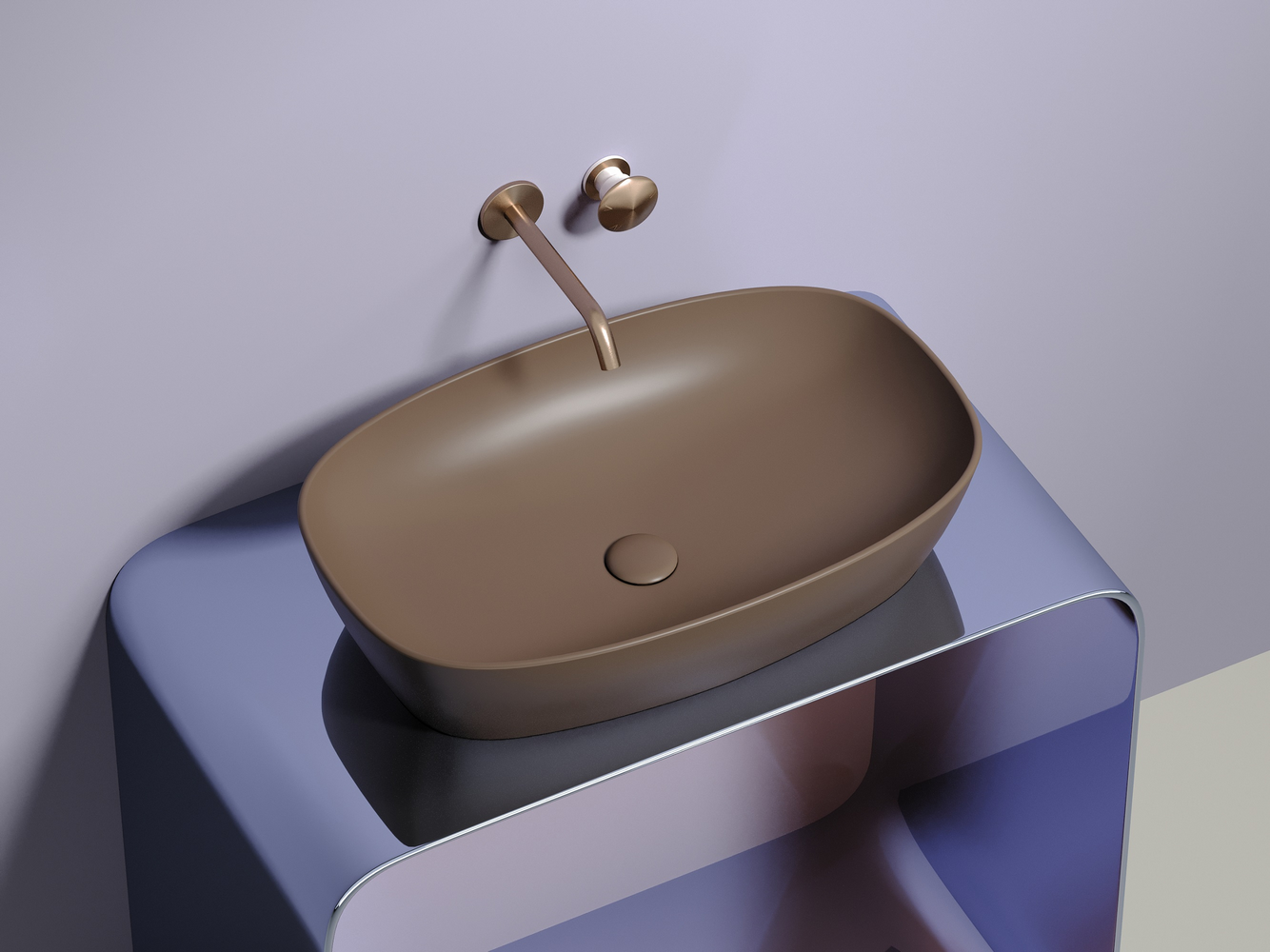 Умывальник чаша накладная овальная (цвет Темно-Коричневый Матовый) 600x380x138мм