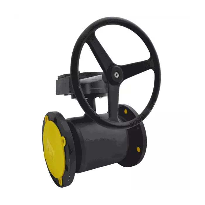 Кран шаровой сталь 09Г2С JIP/G-FF Ду 150 Ру25 фл L=350мм с редуктором Danfoss 065N0351G