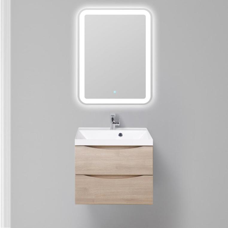 Комплект мебели BelBagno Marino 60 rovere grigio (MARINO-600-2C-SO-RG-P+BB600/450-LV-MR-AST+SPC-MAR-600-800-LED-TCH)