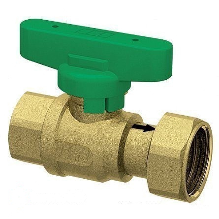 Кран шаровой Far 1/2” ВР- накидная гайка 3/4" с зеленой ручкой (FS 3047 12V)
