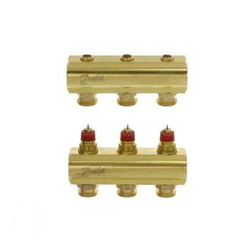 Коллектор Danfoss FHF-3 из латуни для 3 контуров, с преднастройкой (088U0503)