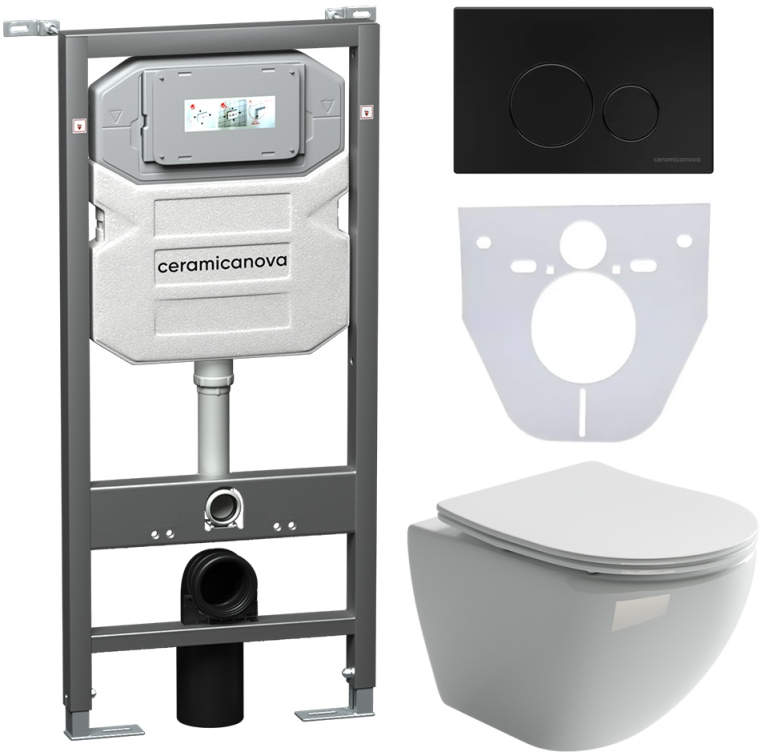 Инсталляция с унитазом и с кнопкой смыва Ceramica Nova CN4002_1001B_1000