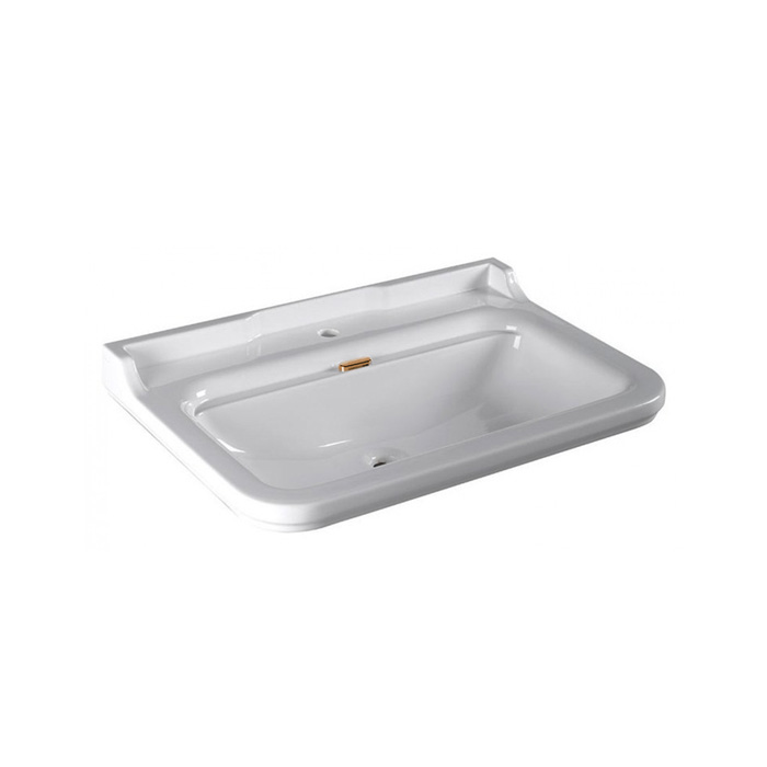 Раковина Kerasan Waldorf 80х55 см, 1 отв., керамическая, белый/золото