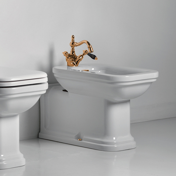 Биде напольное Kerasan Waldorf 4120K1bi/cr*1+811391oro+760391