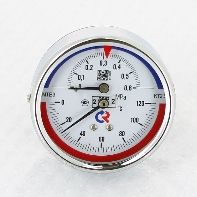 Термоманометр Росма ТМТБ- 31Т.1 63/6 (1/2", 6 бар, 120'С, 2,5) аксиальный 00000002290