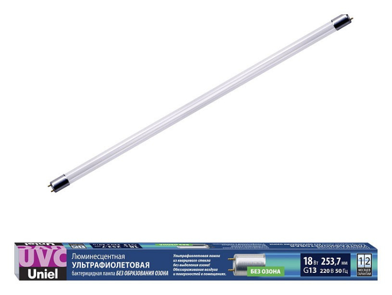 Лампа бактерицидная Uniel G13 18Вт K EFL-T8-18/UVCB/G13/CL