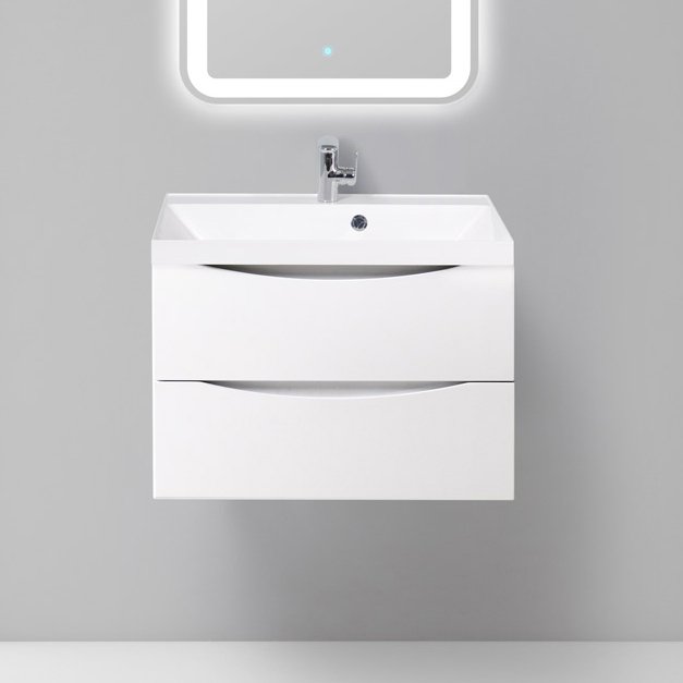 Тумба с раковиной BelBagno Marino 70 bianco lucido (MARINO-700-2C-SO-BL-P+BB700/450-LV-MR-AST)