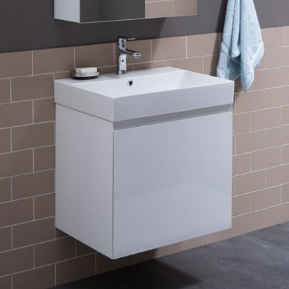 Тумба с раковиной Aquanet Йорк 60 белая 00202094+00198206