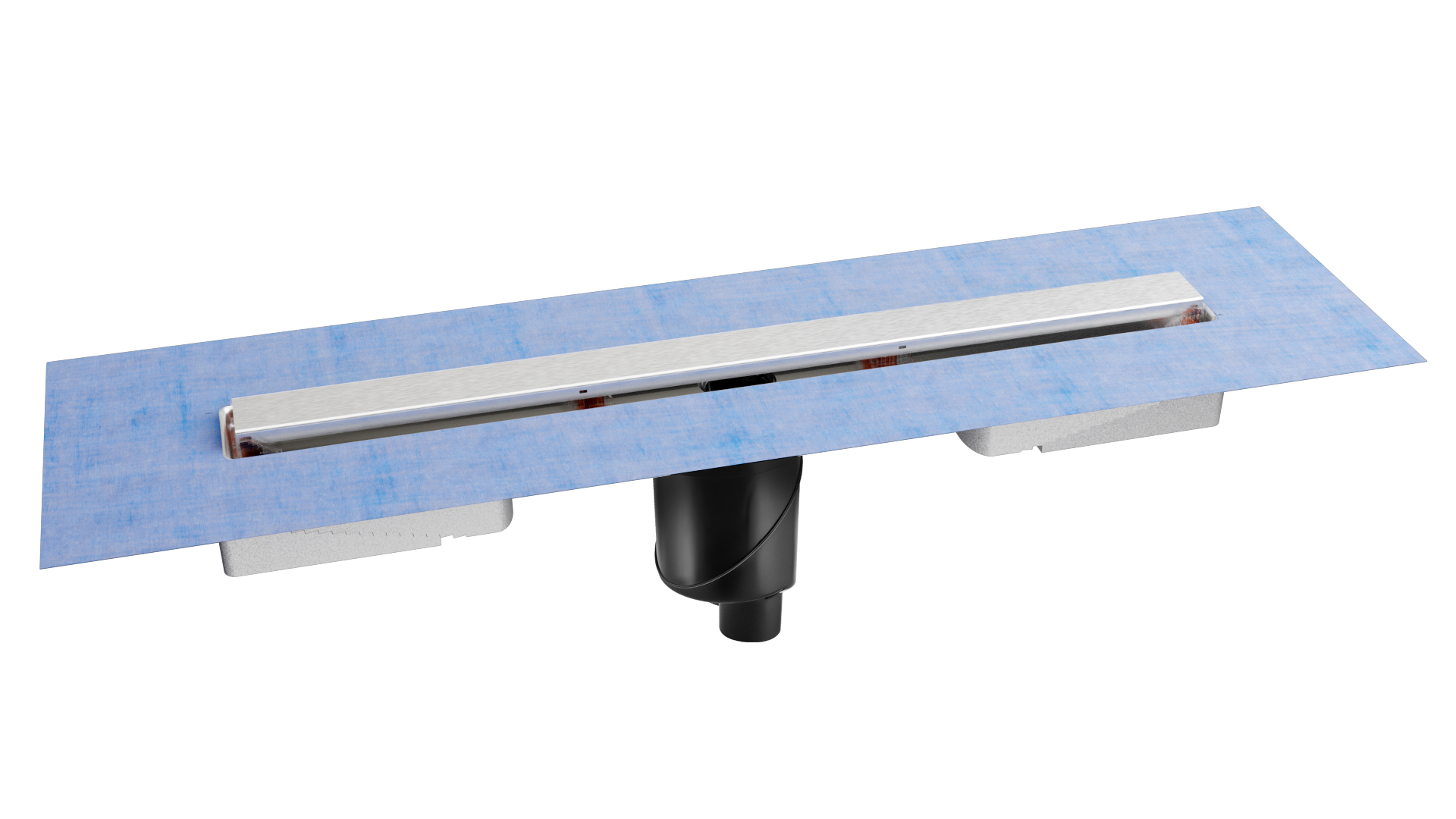 Желоб BERGES водосток C1 Norma 500, матовый хром, S-сифон D50/105мм H50 вертикальный