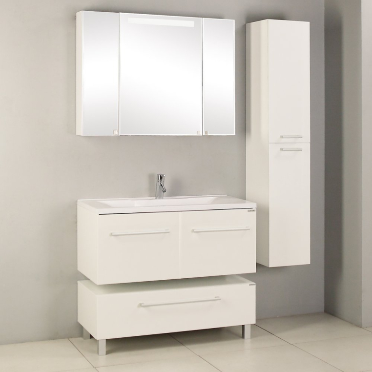 Комплект мебели Aquaton Мадрид 100 белая с 2 ящиками (1A1280K4MA010+1A111602MA010)
