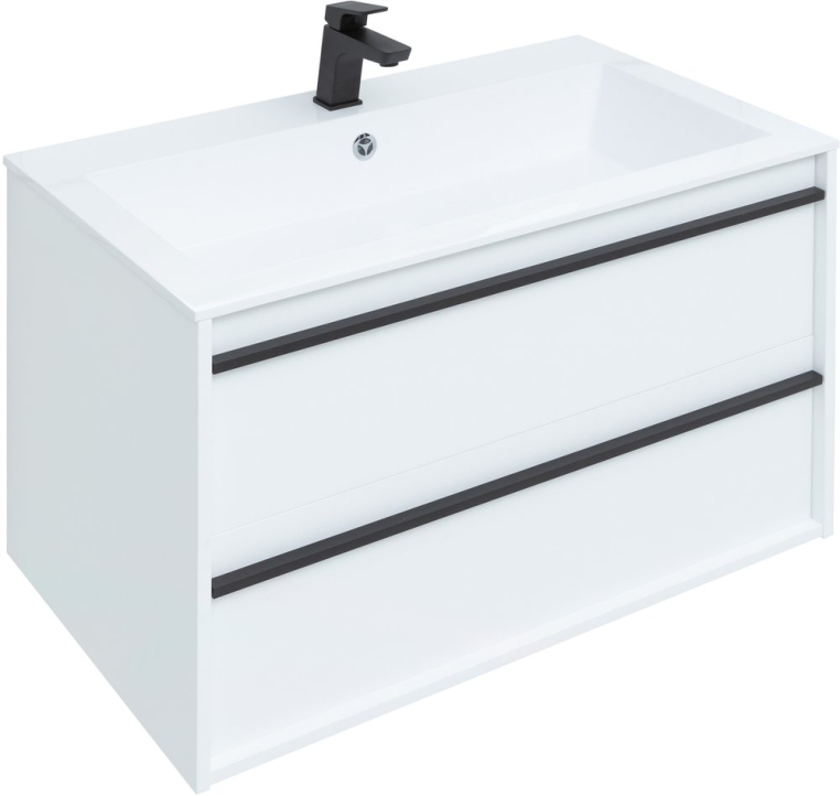 Тумба с раковиной Aquanet Lino 90 белый матовый (00253904+00270157)