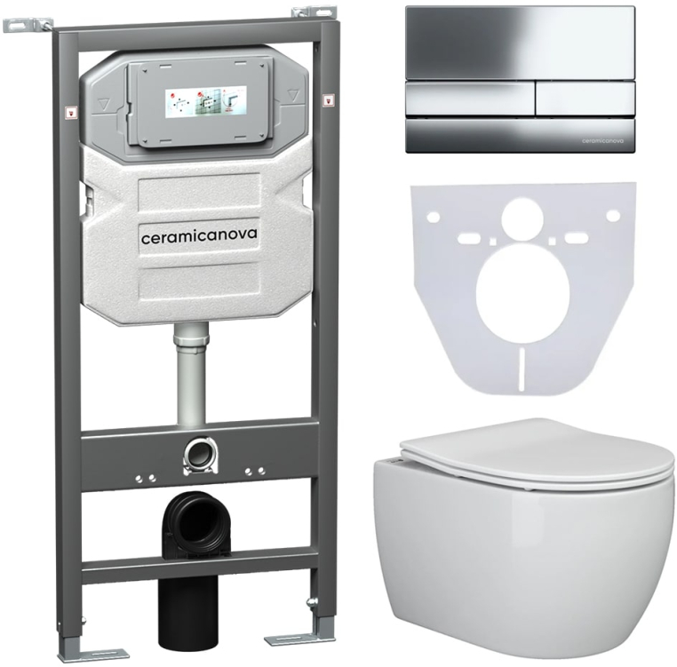 Инсталляция с унитазом и с кнопкой смыва Ceramica Nova CN3001_1002CH_1000