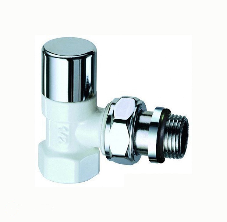 Far Вентиль запорный угловой, серебро/бел.эмаль 1/2" ВР, EPDM/аналог FL 0175 (FL 0139 12P)