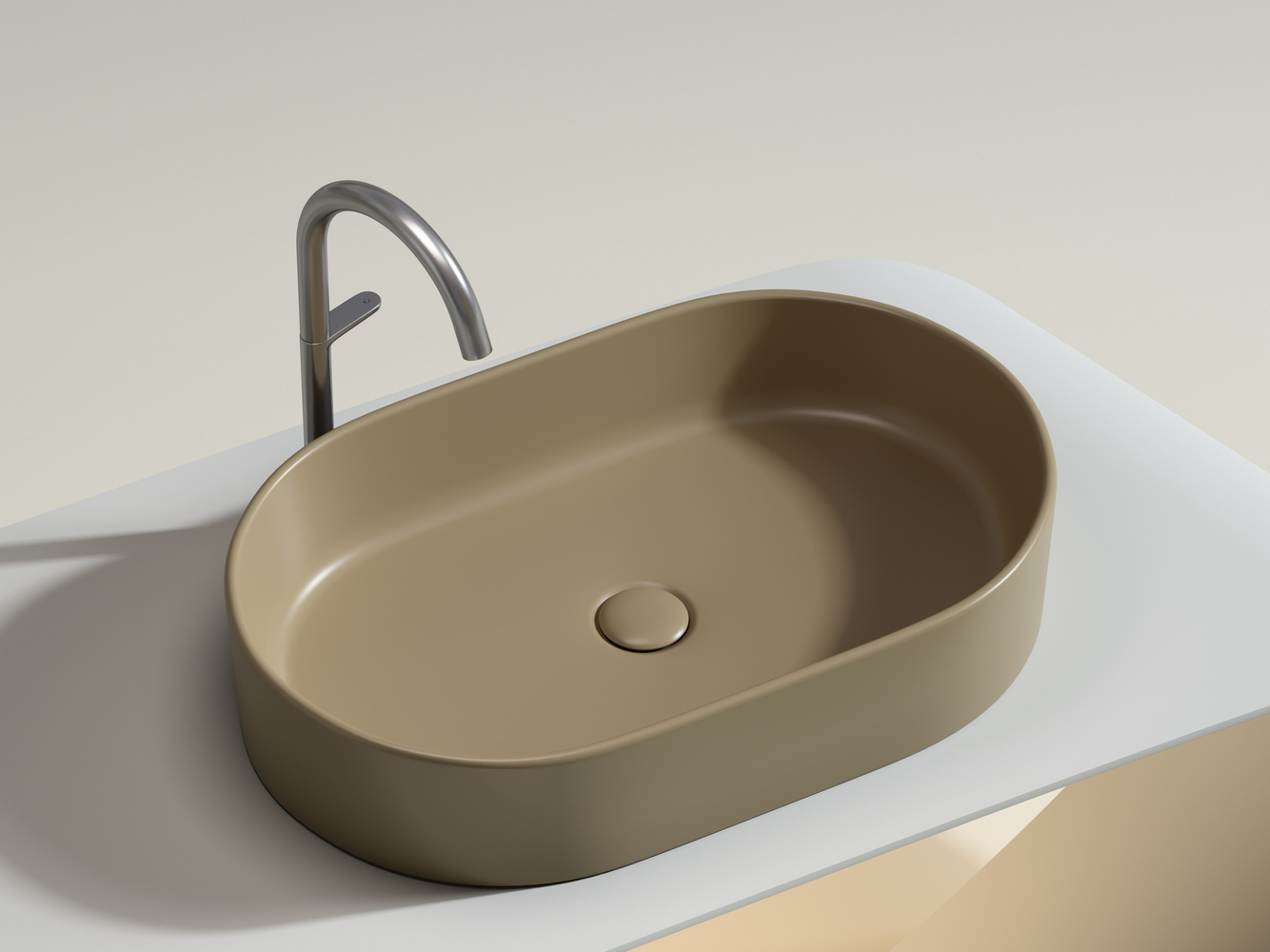 Умывальник чаша накладная овальная (цвет Капучино Матовый) Element 608x385x122мм