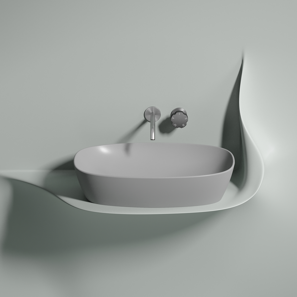 Умывальник чаша накладная овальная (цвет Серый Матовый) Element 600x380x138мм