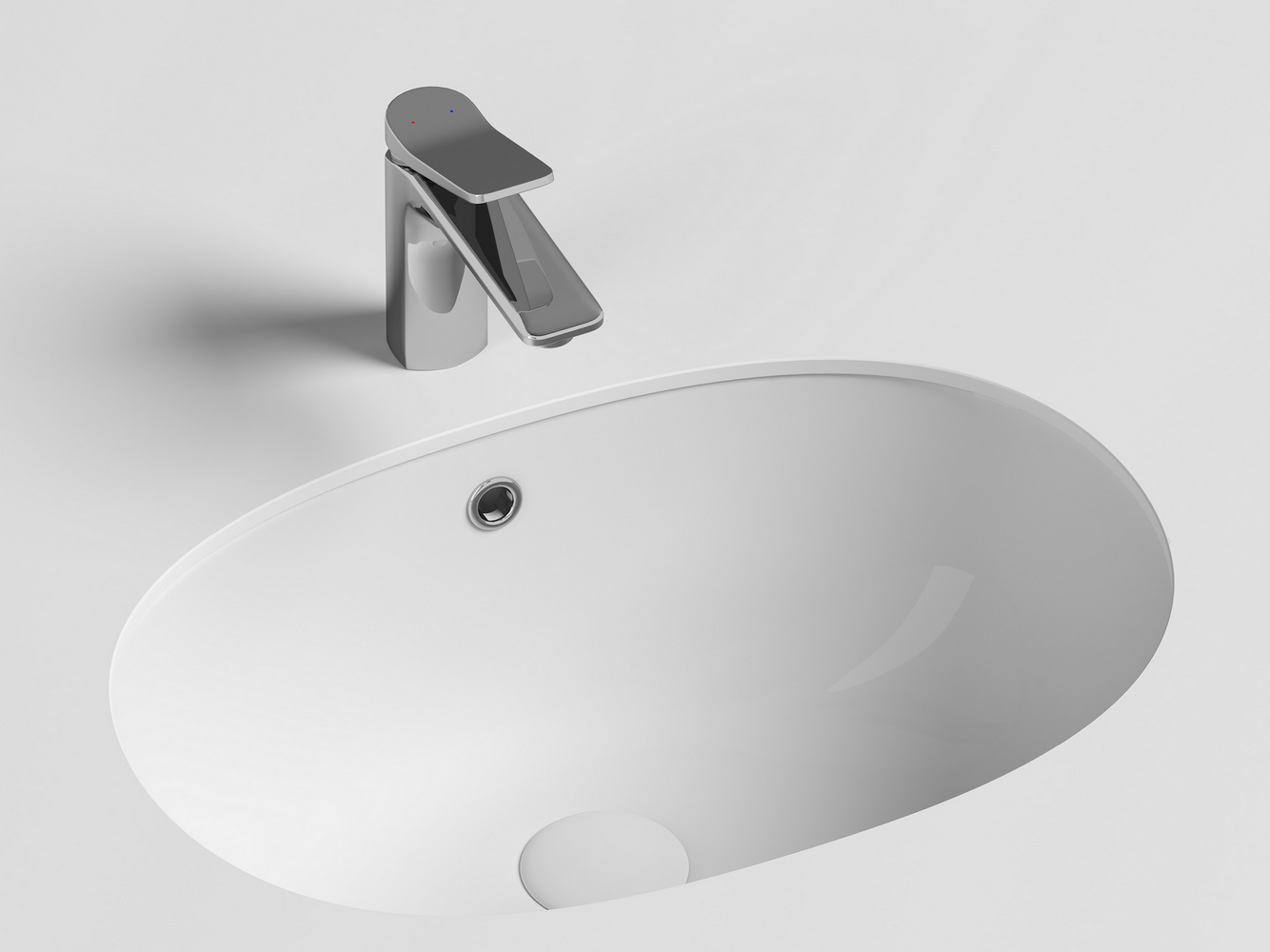 Встраиваемые раковины CERAMICANOVA CN6044 Умывальник овальный встраиваемый под столешницу Element 565*385*210мм, с крепежом и шаблоном