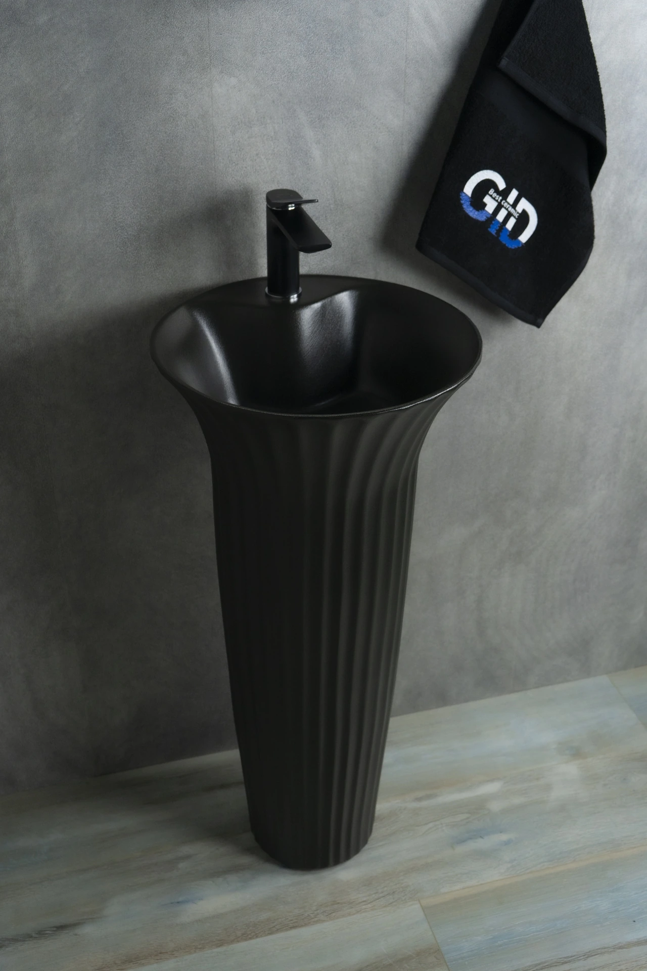 Раковина Gid Nb132bg 81114 накладная под черная  графит 41x41x84