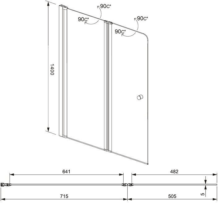 Шторка для ванны Aquanet Alfa 4 NF6222-pivot , прозрачное стекло