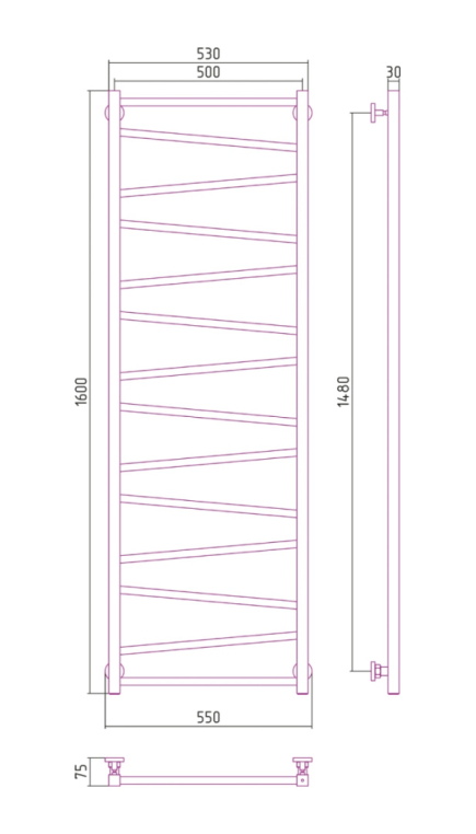Полотенцесушитель водяной Сунержа Сирокко 55x160 071-0253-1650 хром