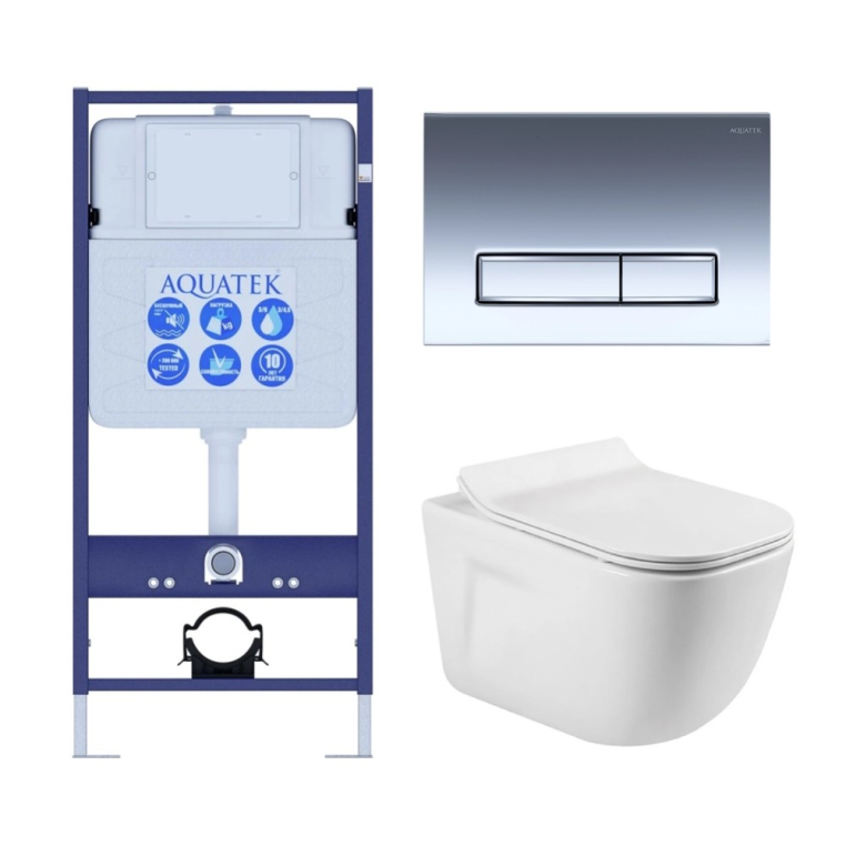 Унитаз с инсталляцией Set Aquatek Дива 4В1