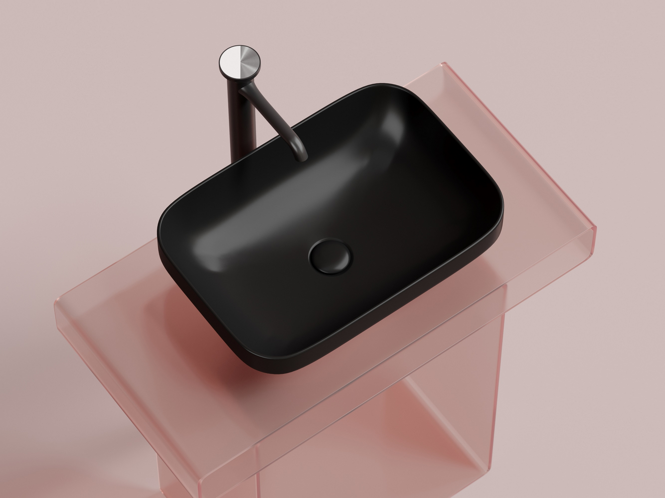 Умывальник чаша накладная прямоугольная (цвет Черный Матовый) Element 500x359x145мм