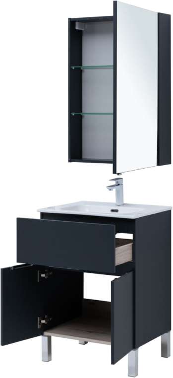 Мебель для ванной Aquanet Алвита New 60 1 ящик, 2 дверцы, антрацит 00274532