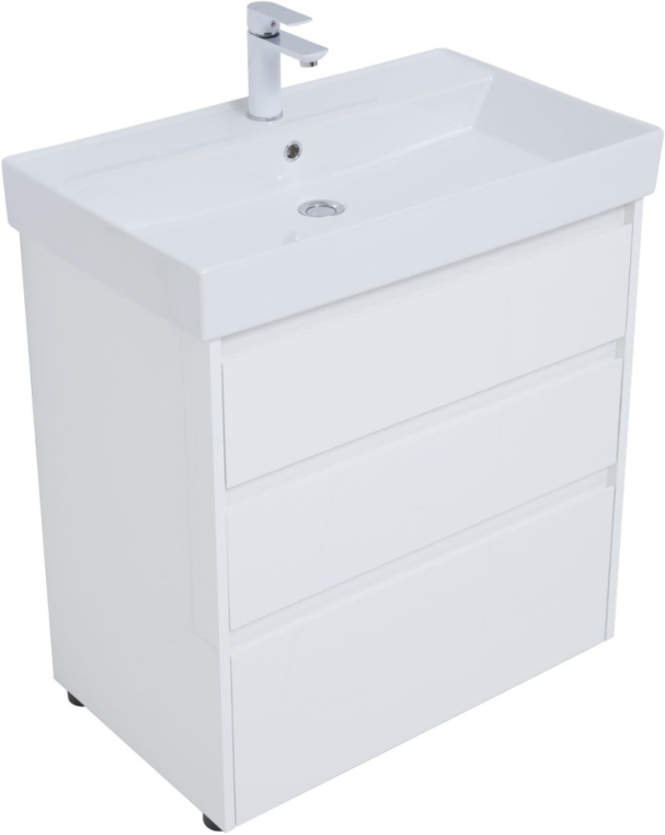 Тумба под раковину Aquanet Nova Lite 75 белый глянец (3 ящика) 00302472