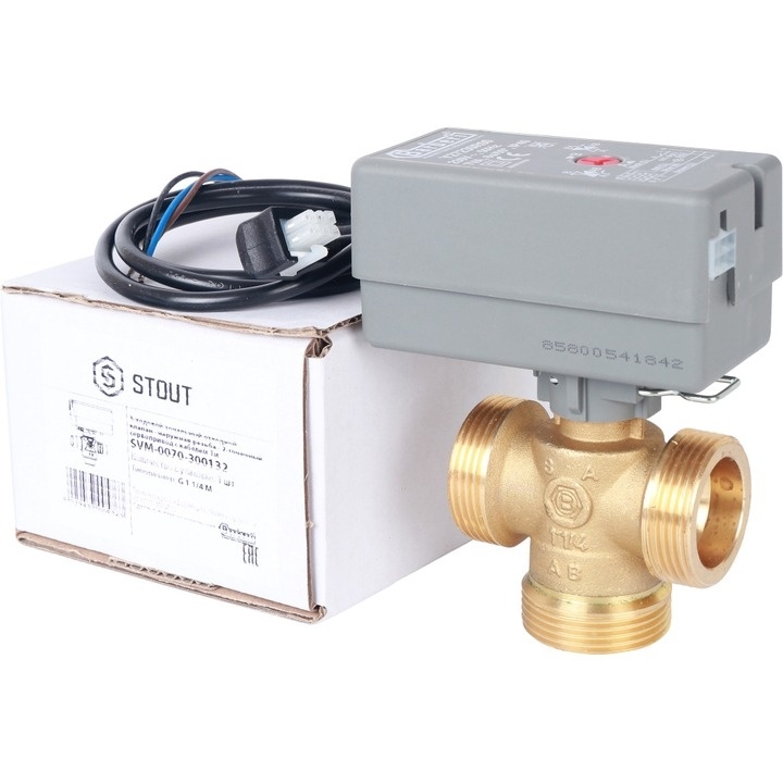 Компактный 3-Ходовой зональный клапан Stout, сервопривод 230V, с кабелем 1м., НР 1 1/4 (SVM-0070-300132)