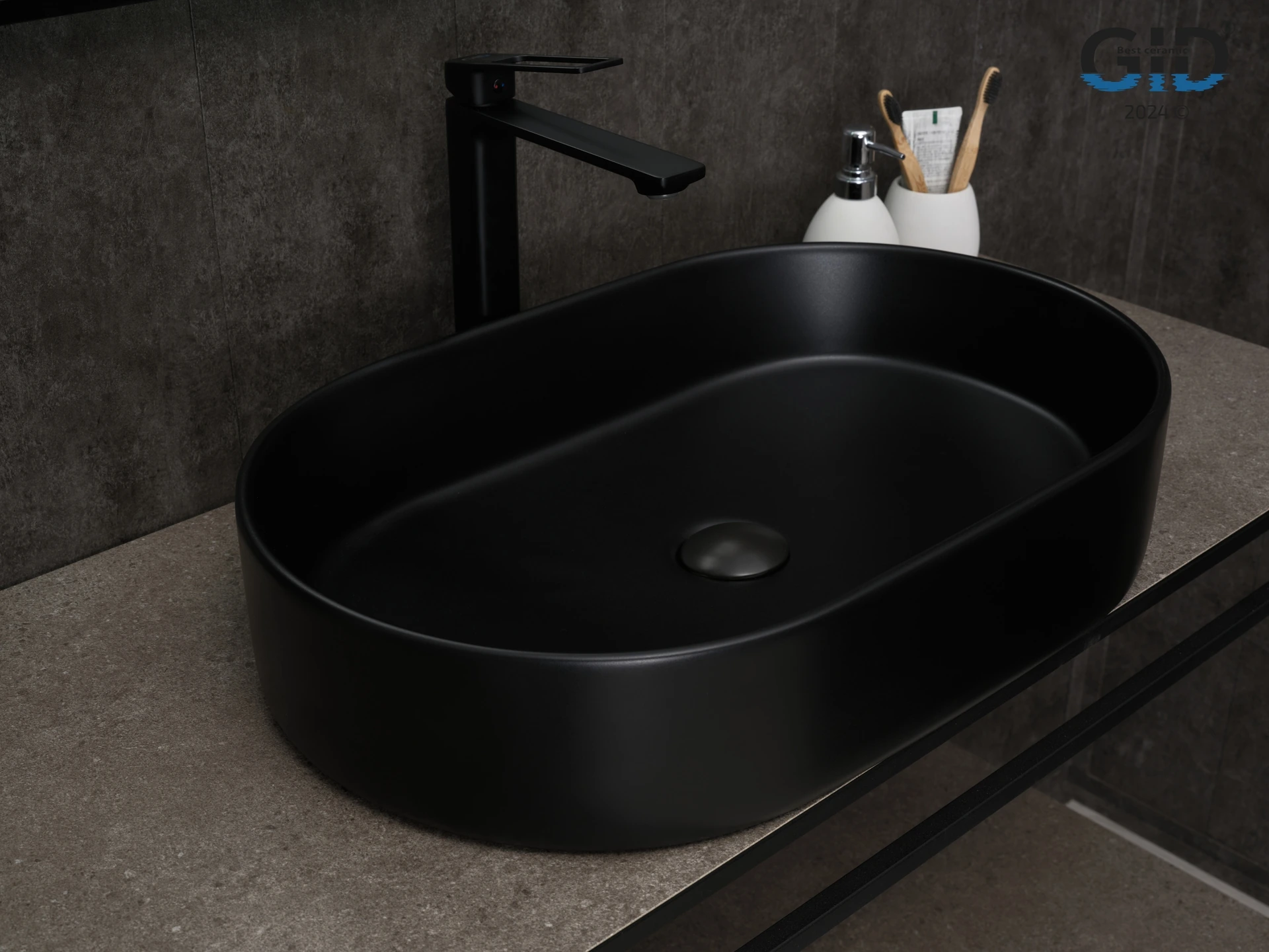 Раковина Gid Bm1479 53354 накладная черная матовая 61x38.5x12