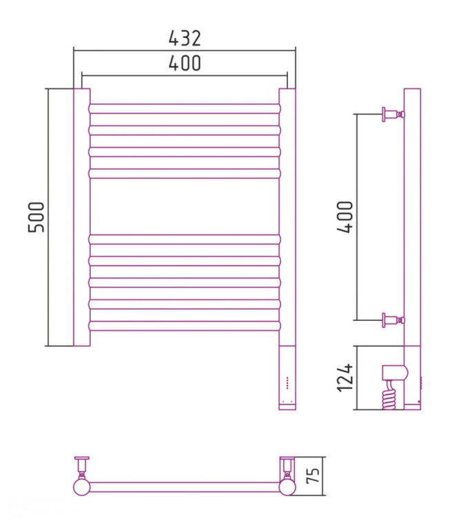 Электрический полотенцесушитель Сунержа Богема 3.0 прямая 500x400 МЭМ Пр. матовый белый (30-5805-5040)