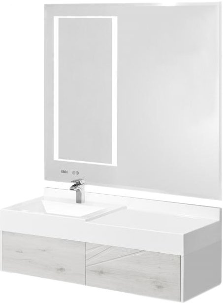 Комплект мебели Aquaton Сакура 120 L, ольха наварра, белая (1A2197K1SKW80+1A220002SKW80)