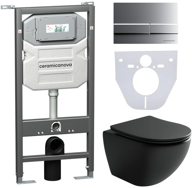 Инсталляция с унитазом и с кнопкой смыва Ceramica Nova CN4002MB_1002M_1000