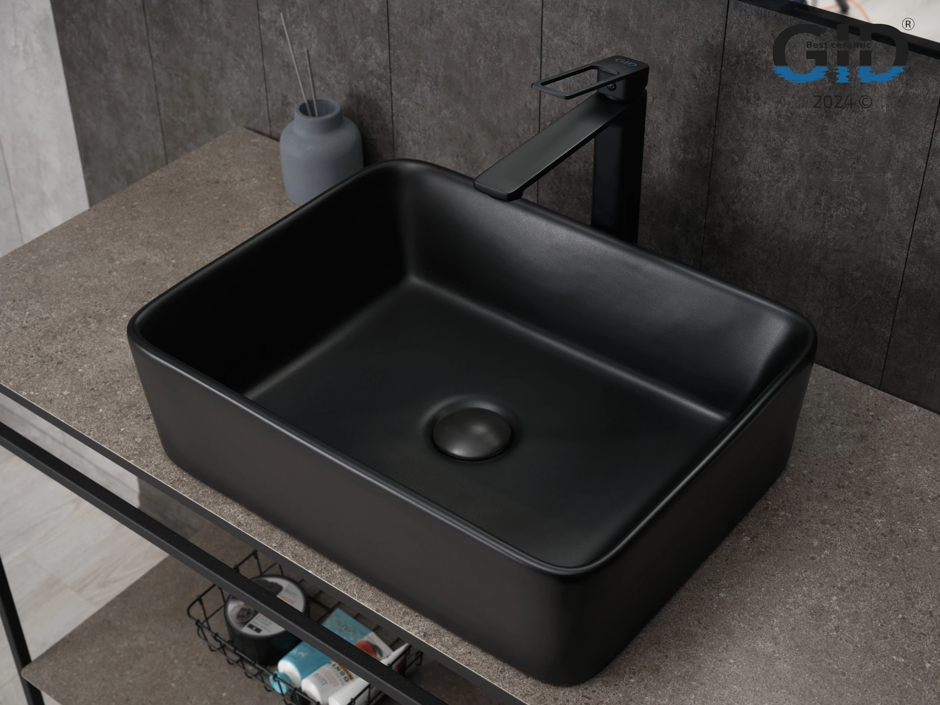 Раковина Gid Bm9103 53374 накладная черная матовая 48x37x13