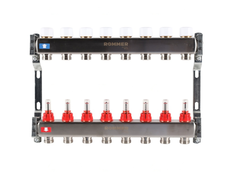 RMS-1200-000008 ROMMER Коллектор из нержавеющей стали с расходомерами 8 вых.