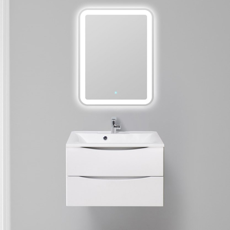 Комплект мебели BelBagno Marino 75 bianco opaco (MARINO-750-2C-SO-BO-P+BB750/450-LV-MR-PR+SPC-MAR-600-800-LED-TCH)