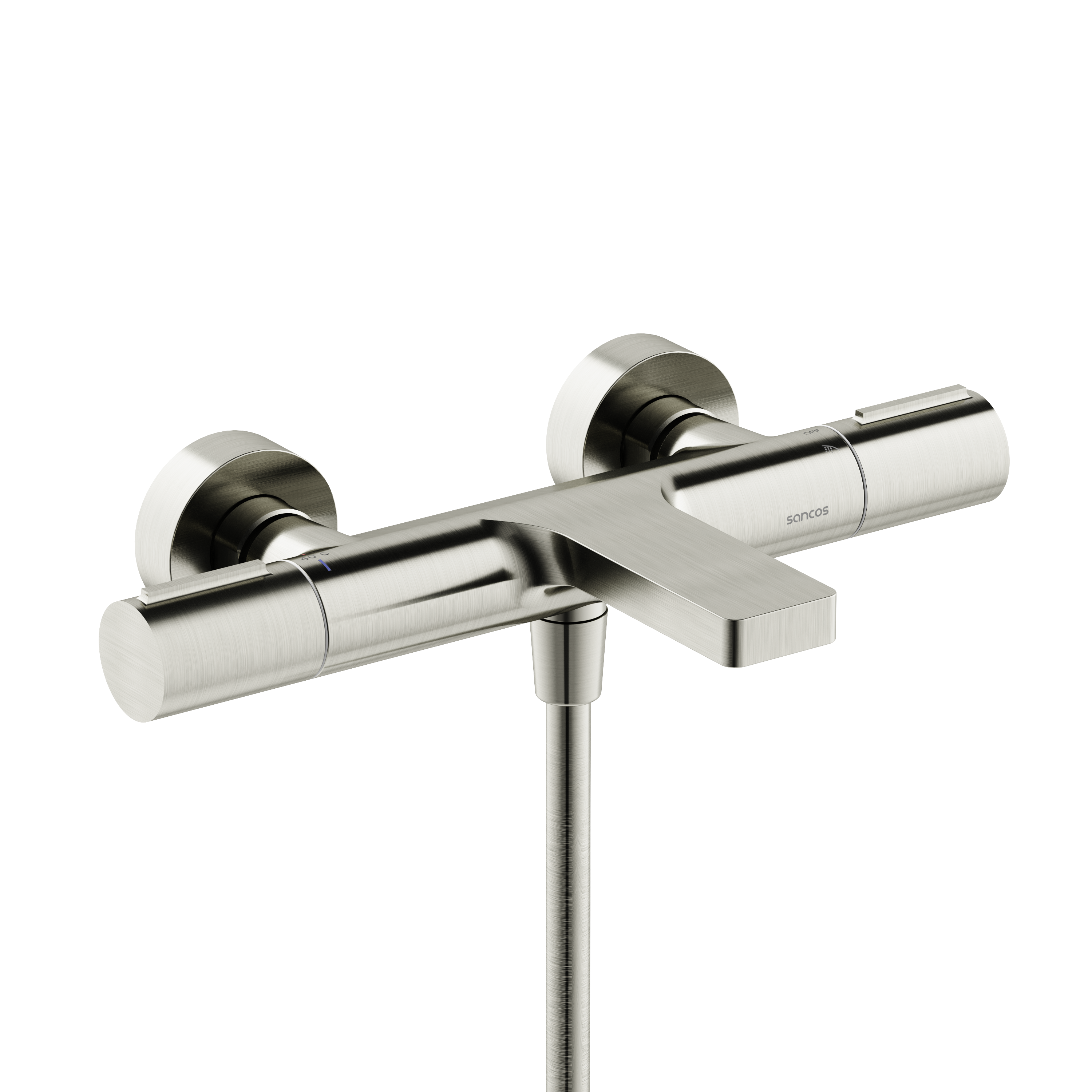 Термостатический смеситель для ванны и душа SANCOS Etna, брашированный никель, PVD покрытие, арт. SC9006BN