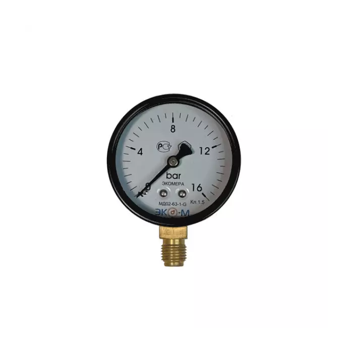 Манометр МД 02 радиальный Дк63мм 0-6 бар кл.1,5 G1/4" ЭКОМЕРА МД02-63-G-6-РИ