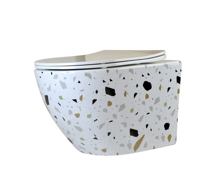 Подвесной унитаз Bronze de Luxe Terrazzo с микролифтом, безободковый 2092-W