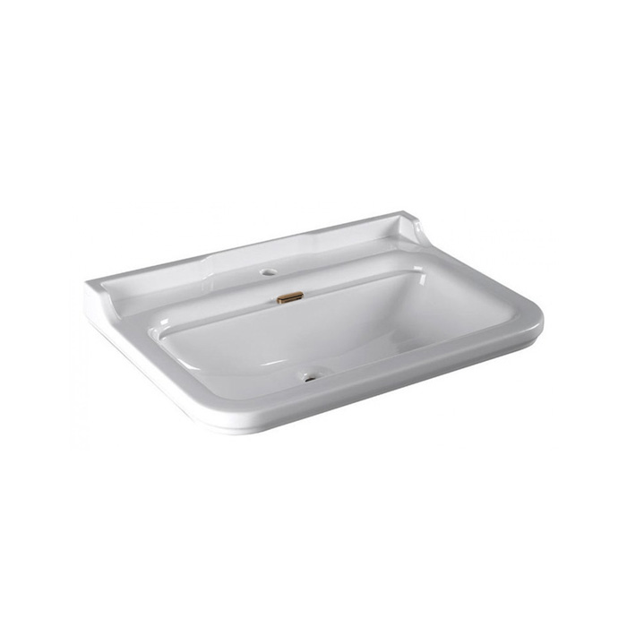 Раковина Kerasan Waldorf 80х55 см, 1 отв., керамическая, белый/бронза