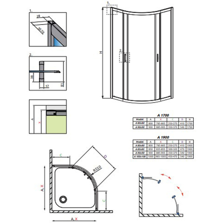 Душевой уголок Radaway Premium Plus 90x90 30401-01-01N