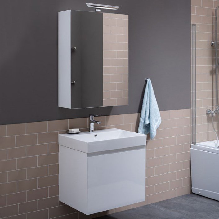 Комплект мебели Aquanet Йорк 60 белая 00202094+00198206+00202087