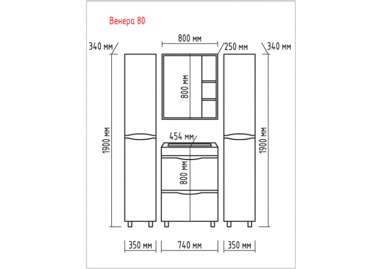Зеркальный шкаф Misty Венера 80 П-Внр04080-25СвП