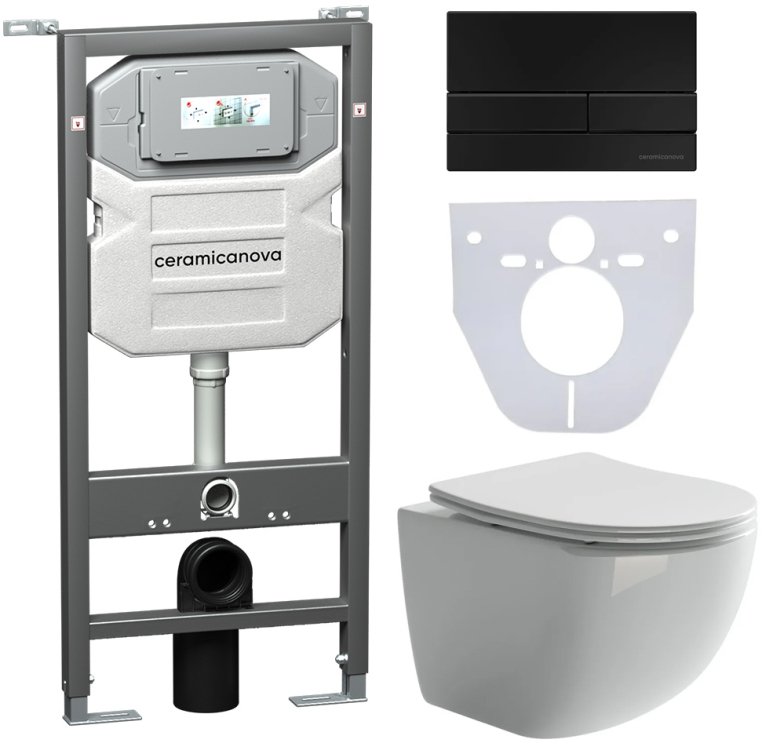Инсталляция с унитазом и с кнопкой смыва Ceramica Nova CN3009_1002B_1000