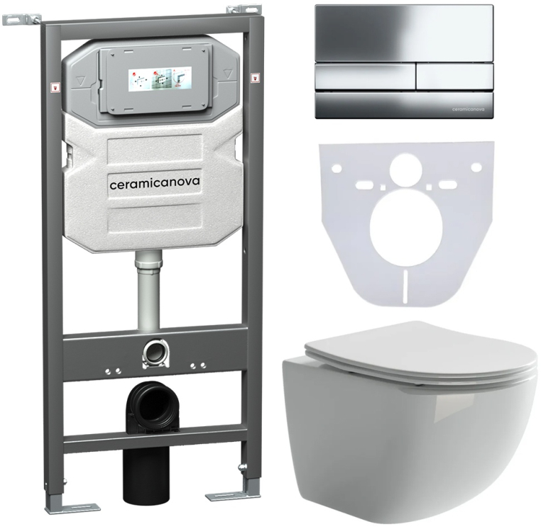 Инсталляция с унитазом и с кнопкой смыва Ceramica Nova CN3009_1002CH_1000