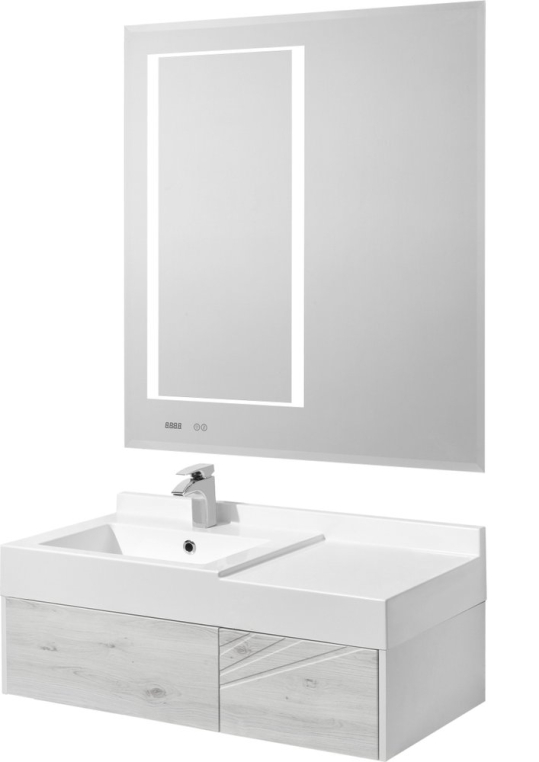 Комплект мебели Aquaton Сакура 100 L, ольха наварра, белая (1A2349K1SKW80+1A235102SKW80)