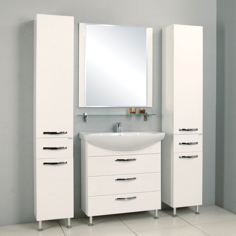 Комплект мебели Aquaton Ария Н 80 белая (1A1413K0AA010+1A141902AA010)