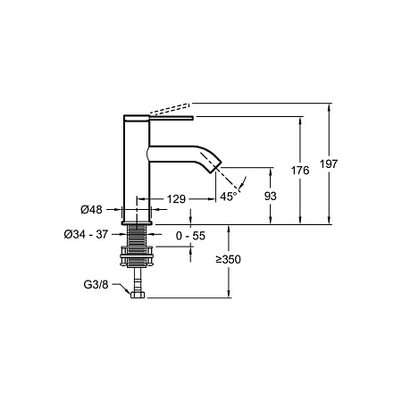 Смеситель для раковины Jacob Delafon Grand Boulevards E77958-4AND-CP  без донного клапана