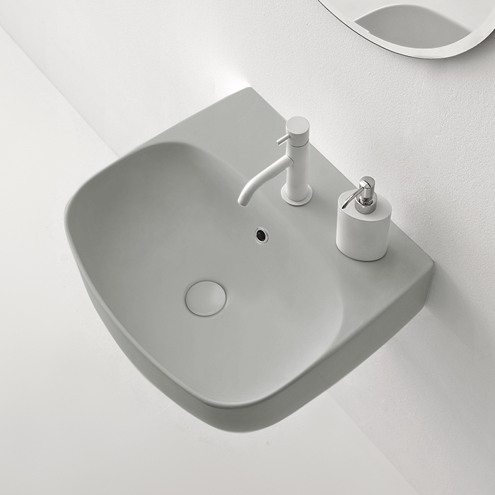 Раковина Kerasan Tribeca 50х45 см, 1 отв., подвесная/накладная, Grigio matt 534059*0