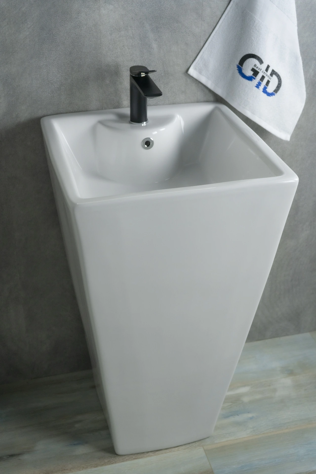 Раковина Gid Nb145 81103 накладная белая 46.5x46.5x81