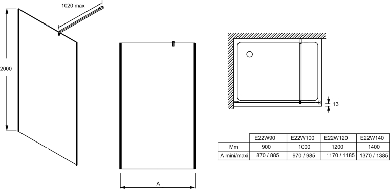 Душевое ограждение Jacob Delafon Contra 100x200 E22WD100-GA